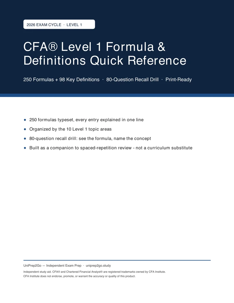 CFA Level 1 Formula Reference product preview