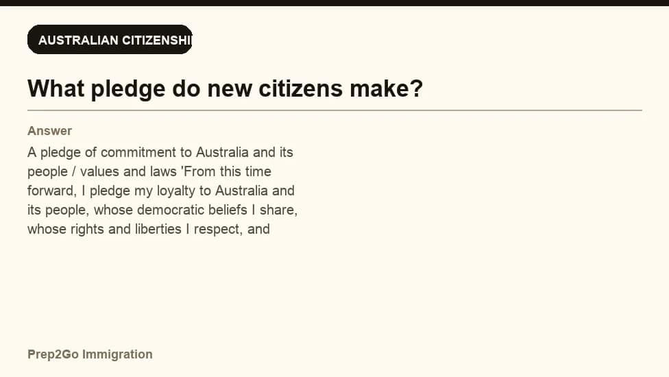 Sample Anki card: What pledge do new citizens make?