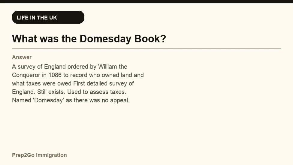 Sample Anki card: What was the Domesday Book?