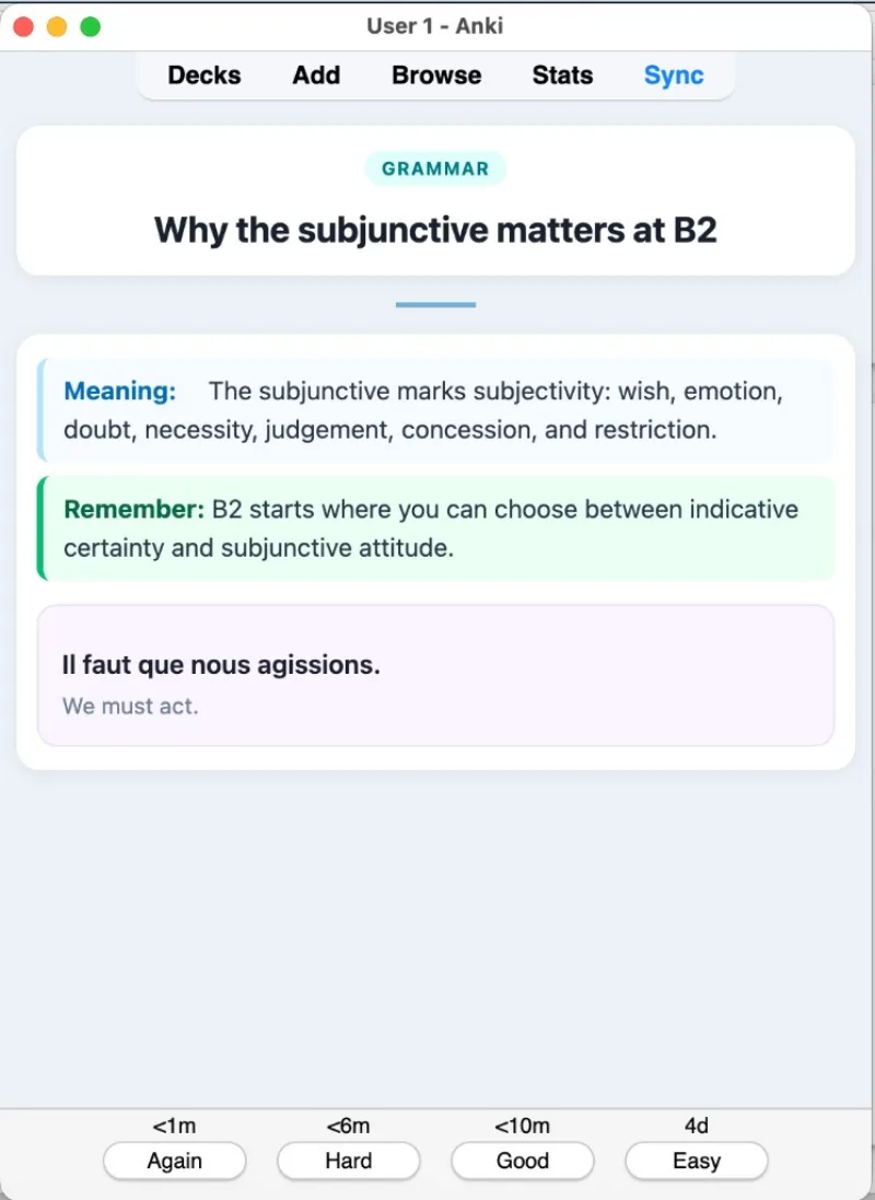Sample Anki card: Conditional for nuance