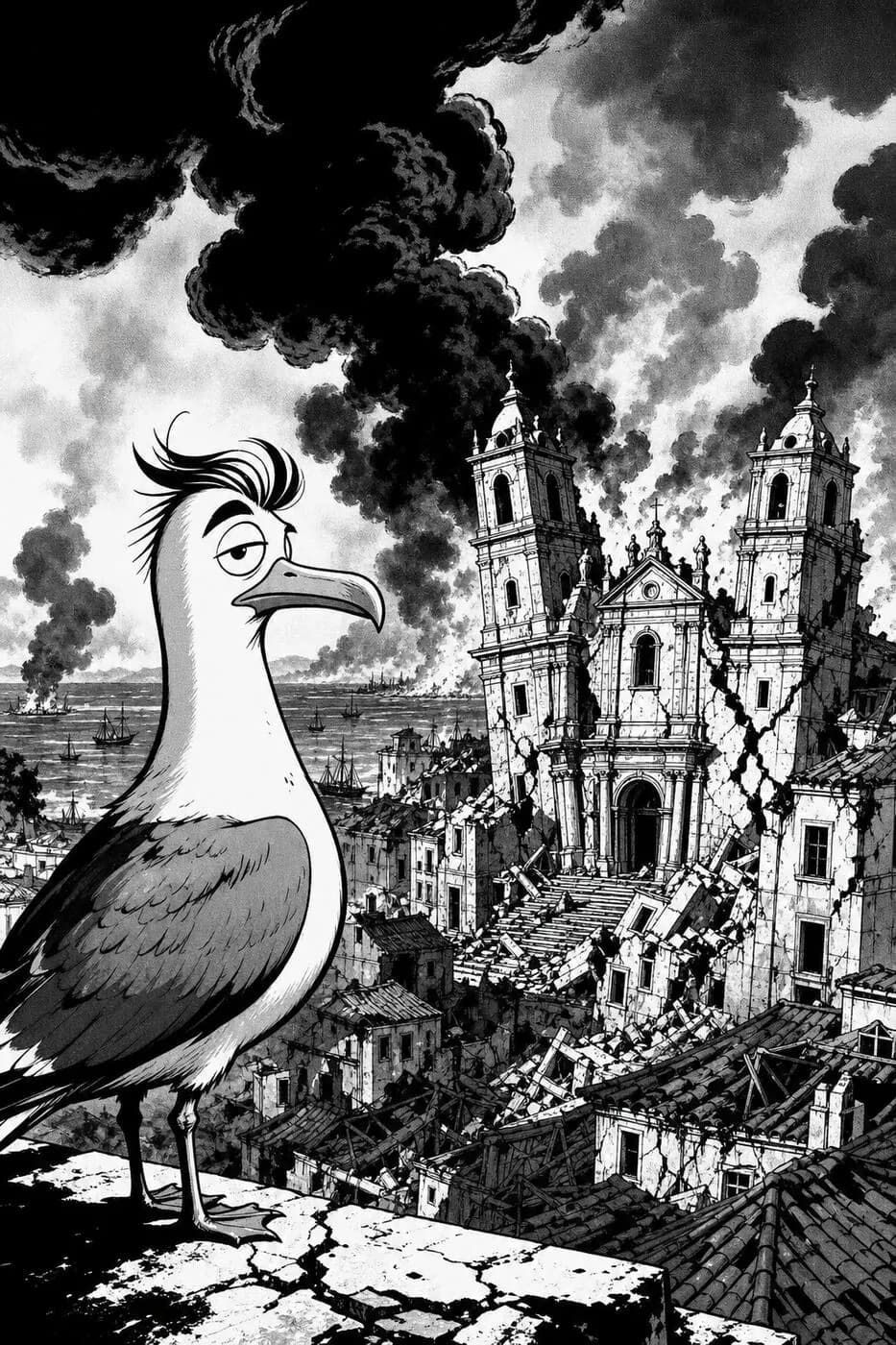 Cover: O Terramoto — Gaivota over ruined Lisbon, 1755