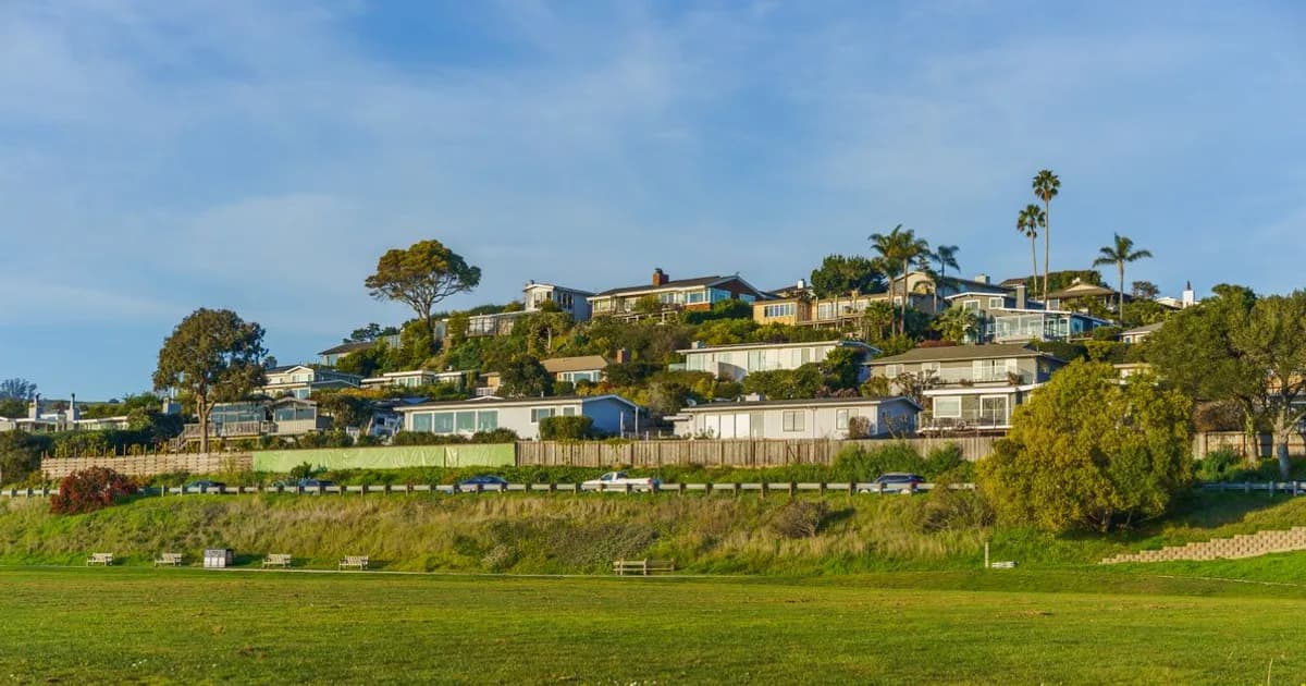 California residential neighborhood hillside homes