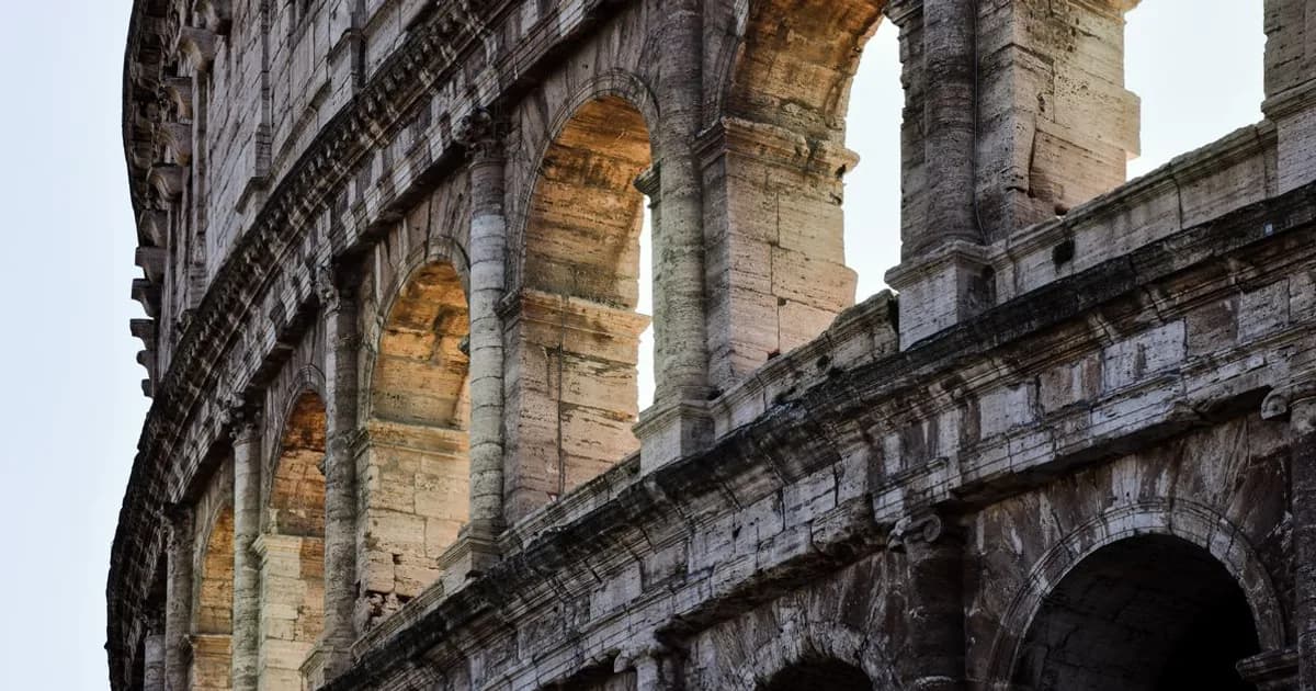 Rome Colosseum and historic streets in afternoon light