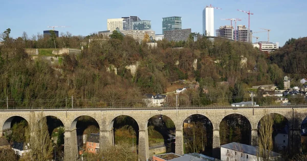 Luxembourg City skyline with Adolphe Bridge and fortifications
