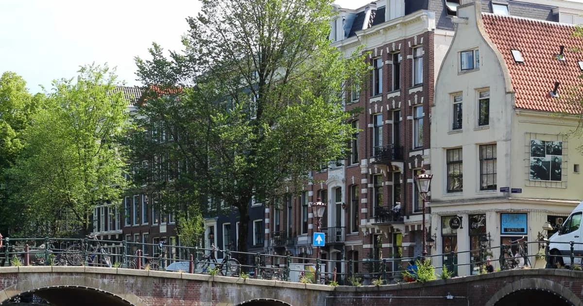 Amsterdam canals with traditional Dutch canal houses