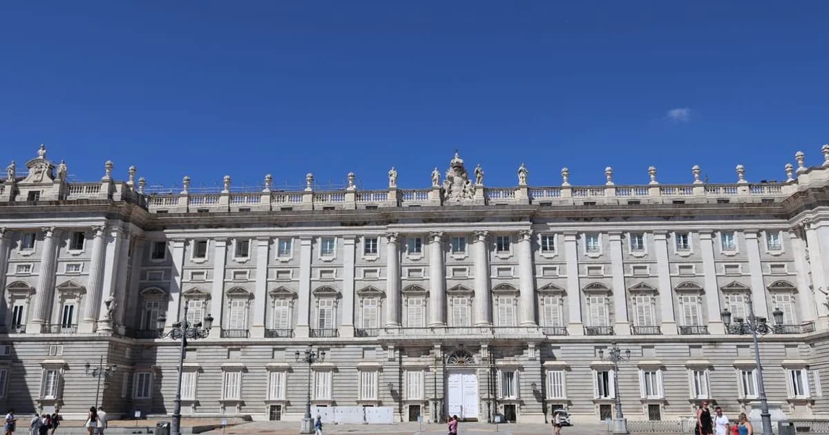 Madrid Royal Palace and Plaza de Oriente under clear sky