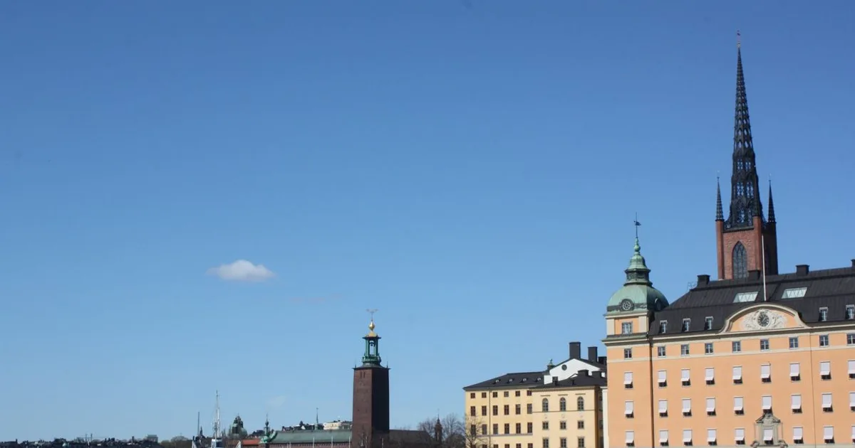 Stockholm waterfront with historic buildings and Swedish skyline