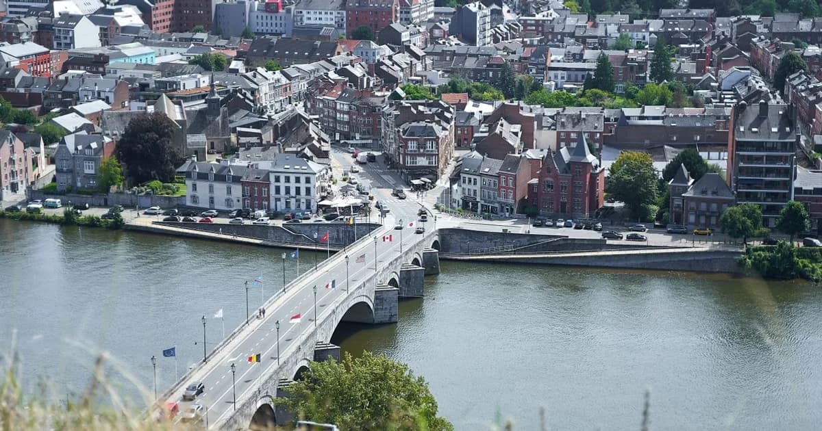 Liège historic centre and Meuse river in Wallonia, Belgium