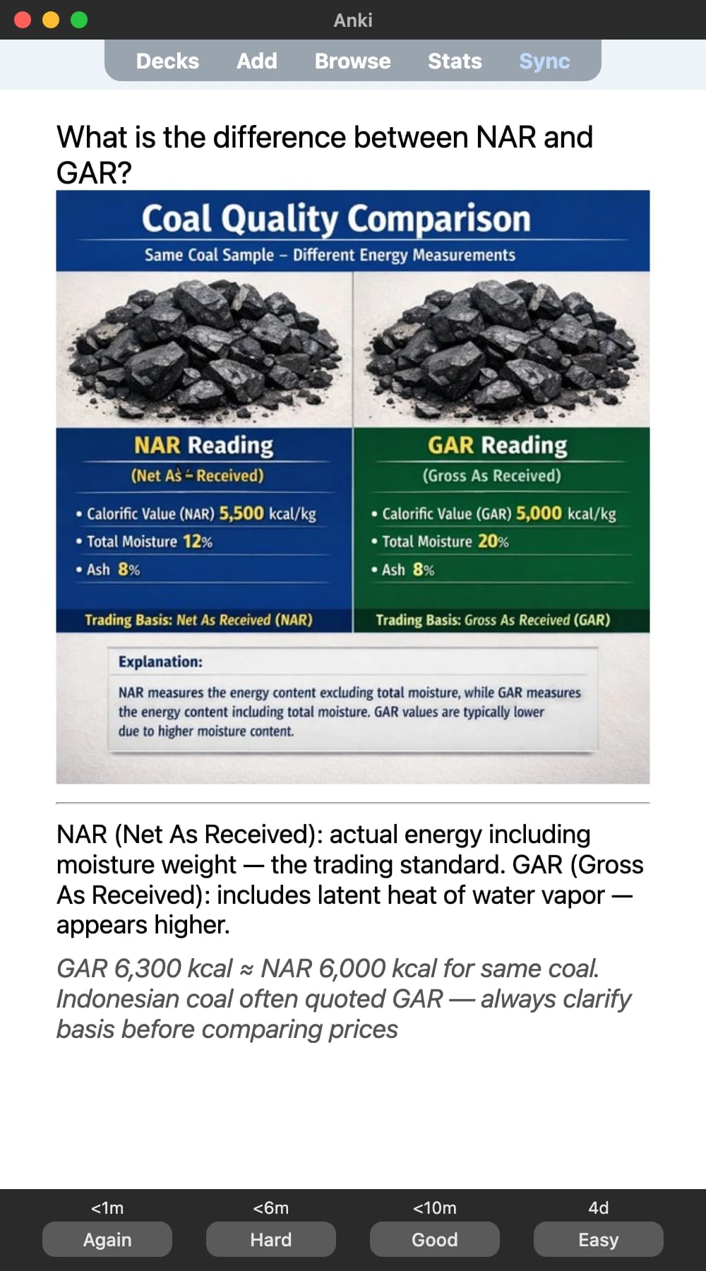 Sample Anki card: What is the difference between NAR and GAR?