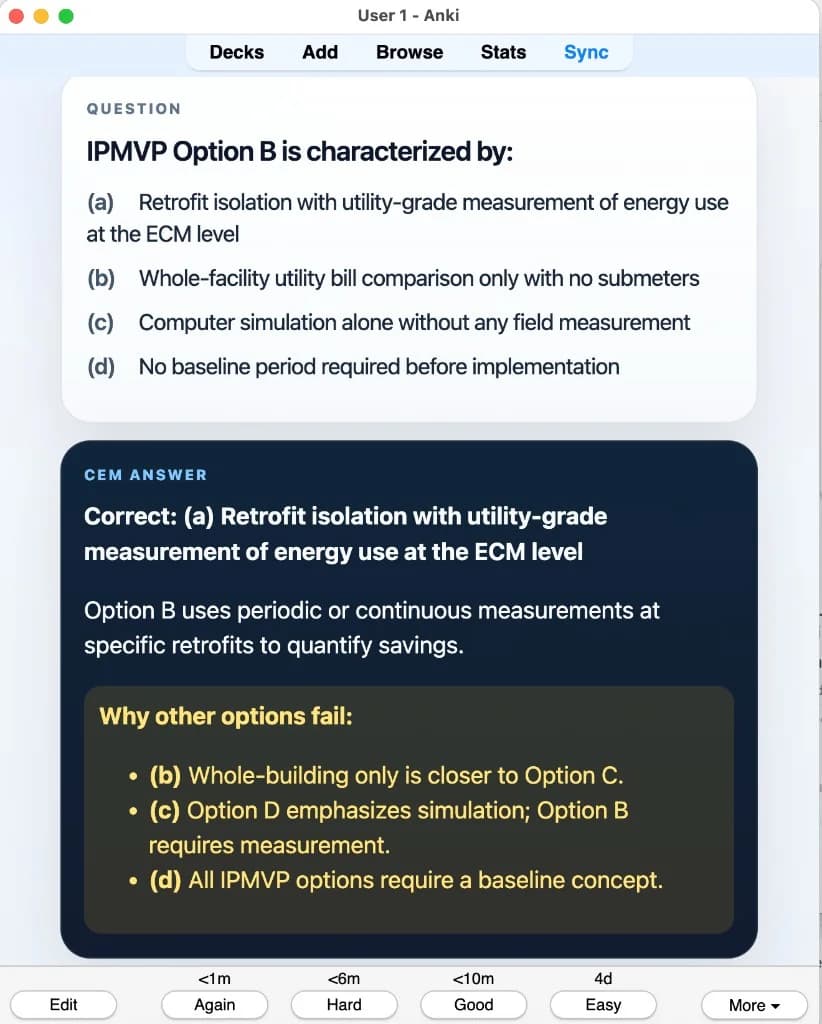 Sample Anki card: IPMVP Option B is characterized by: