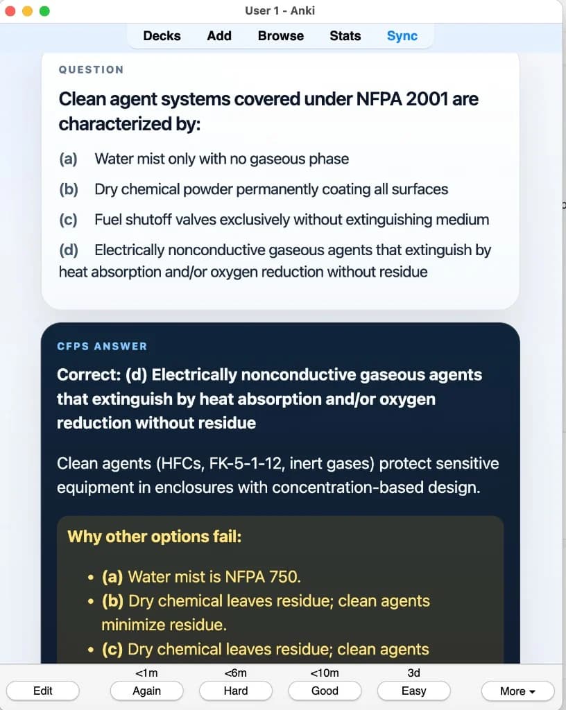 Sample Anki card: Clean agent systems covered under NFPA 2001 are characterized by: