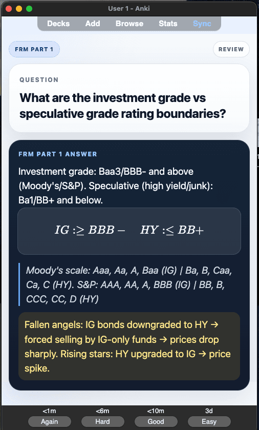 Sample Anki card: What are the investment grade vs speculative grade rating boundaries?