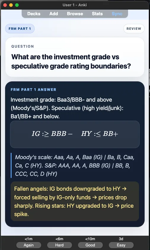 Sample Anki card: What are the investment grade vs speculative grade rating boundaries?