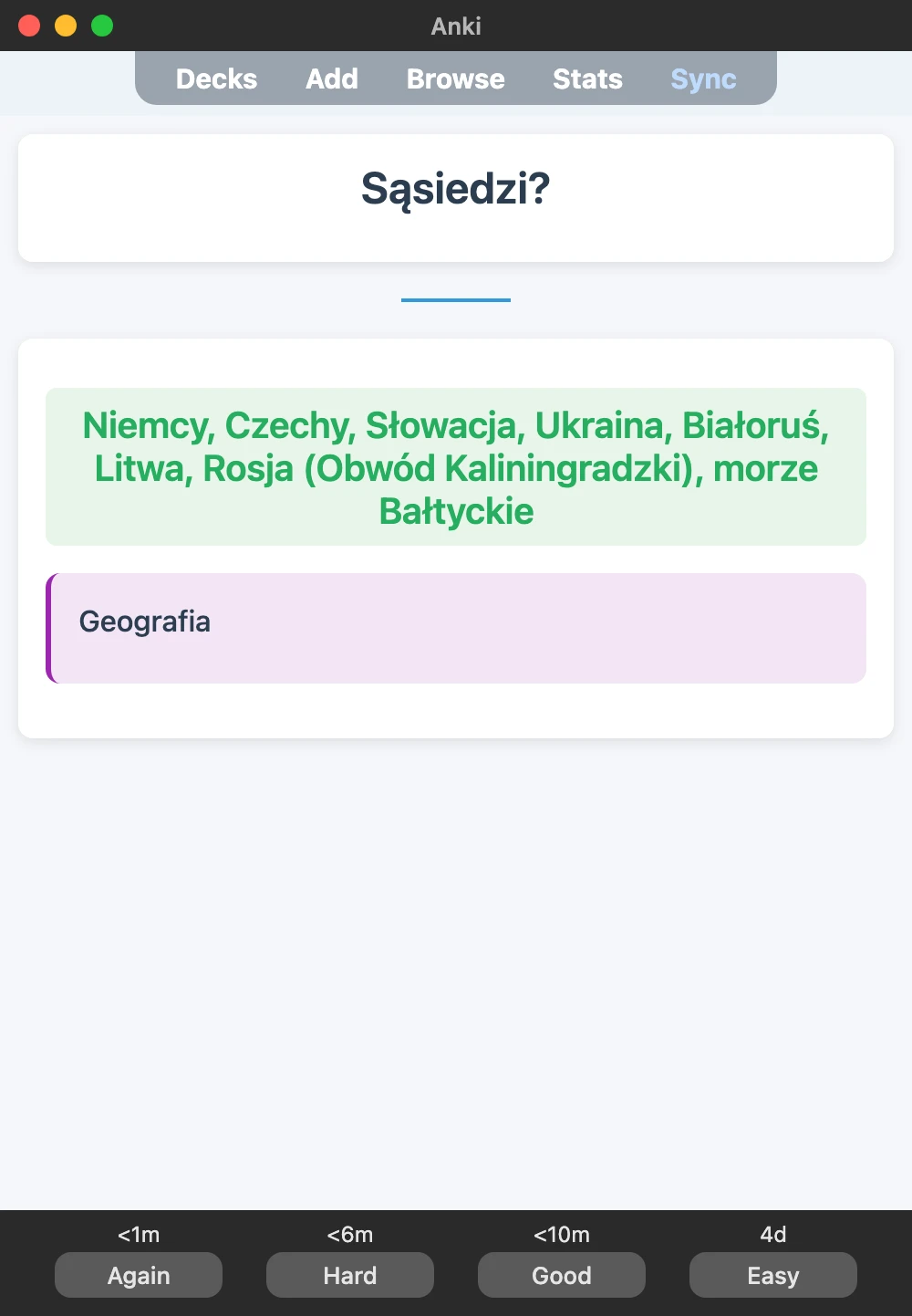 Sample Anki card: Sąsiedzi?