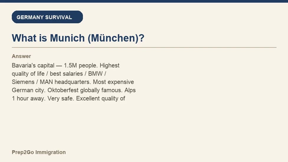 Sample Anki card: What is Munich (München)?