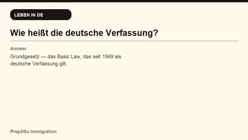 Sample Anki card: Wie heißt die deutsche Verfassung?