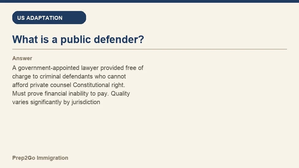 Sample Anki card: What is a public defender?