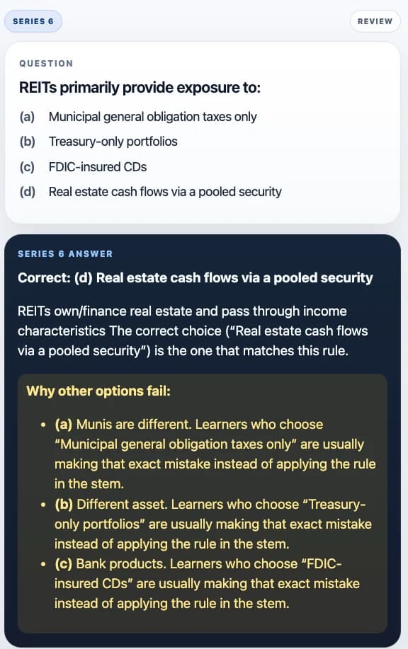Sample Anki card: REITs primarily provide exposure to: