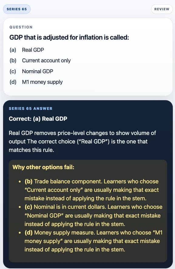 Sample Anki card: GDP that is adjusted for inflation is called: