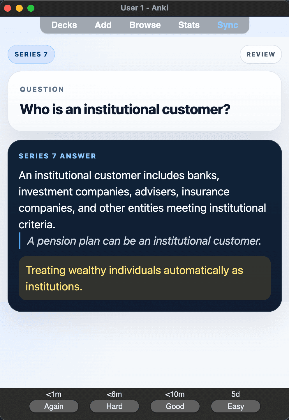 Sample Anki card: Who is an institutional customer?