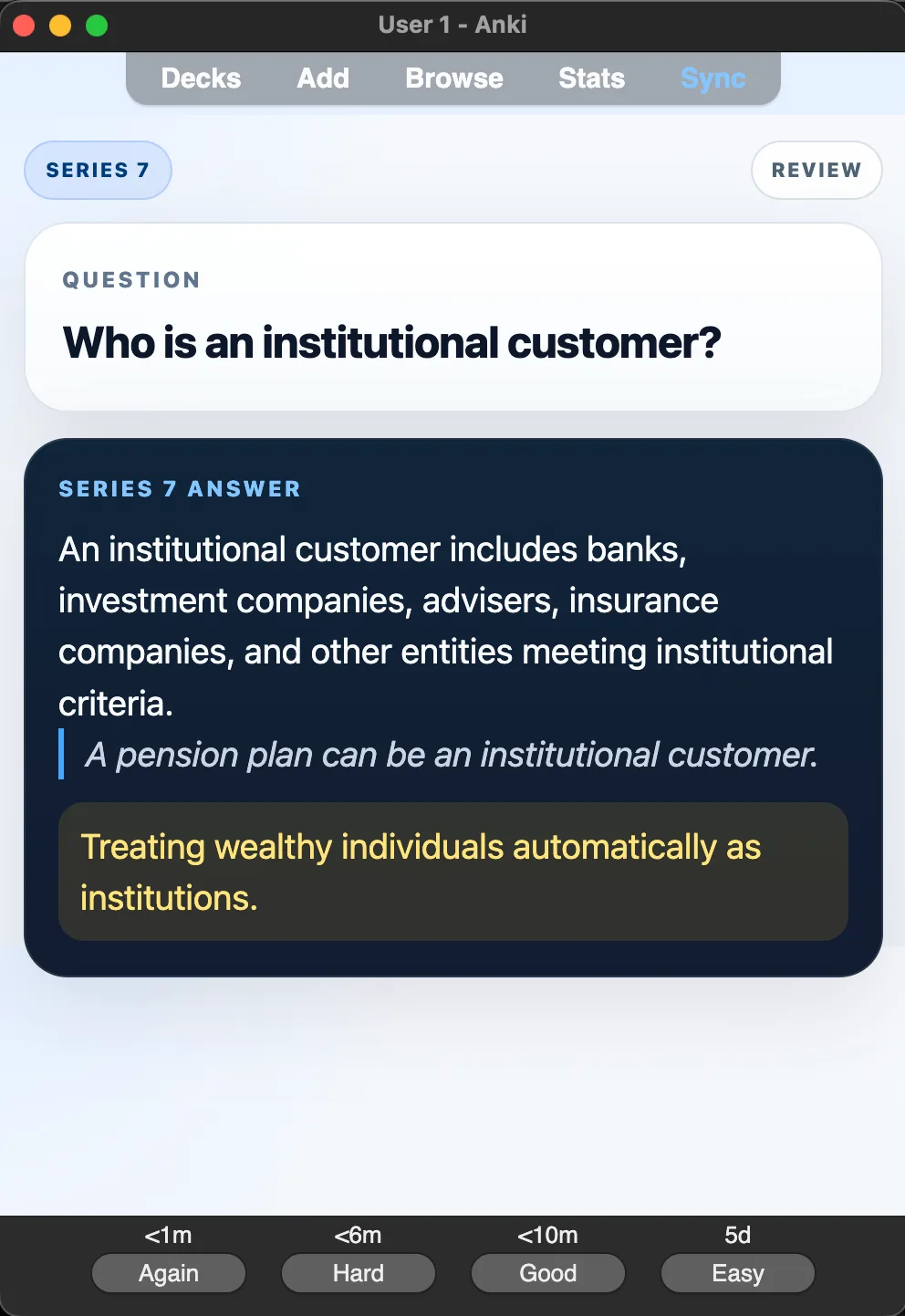 Sample Anki card: Who is an institutional customer?