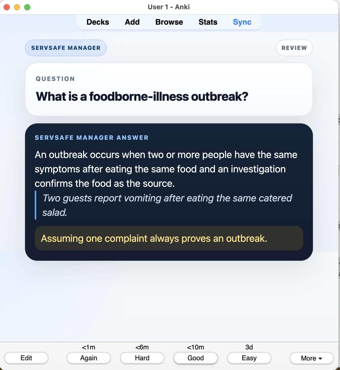 Sample Anki card: What is cross-contamination?